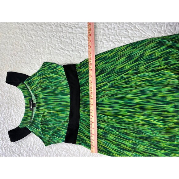 AB Studio Green Black Sleeveless Tie Back Flowy Y2K Dress size medium - Picture 6 of 7